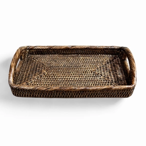 Rattan Tray Morning Rectangular Small 12" Decorative Trays cheap sale