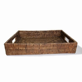 Rattan Tray Rectangular 15" Decorative Trays cheap sale