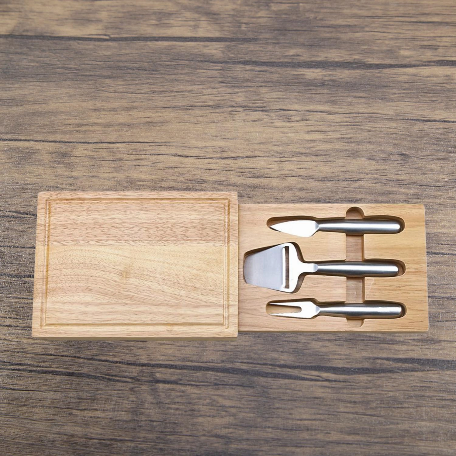 Rectangular Cheeseboard With Concealed Tools In Natural