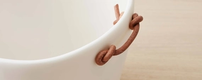 resin ice bucket with leather handles - white Entertaining Servingware discount