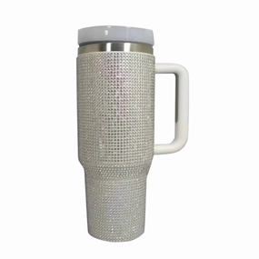 Rhinestone Stainless Steel Tumbler With Straw In White Cooking Tools & Accessories clearance kits