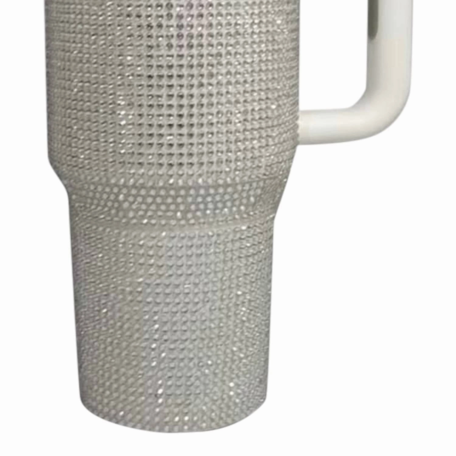 Rhinestone Stainless Steel Tumbler With Straw In White