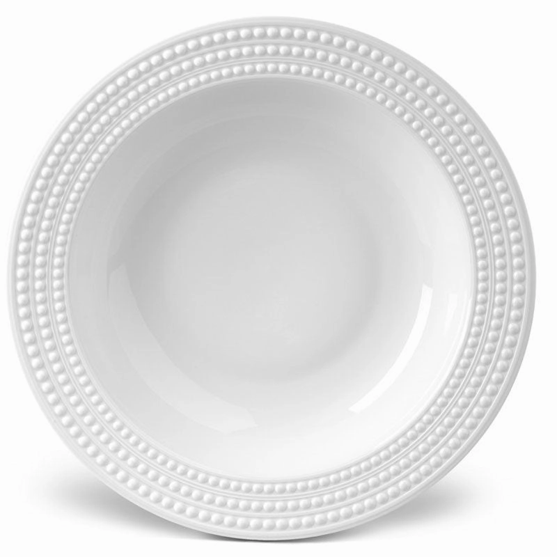 Rimmed serving bowl, 37cm, L'Objet, Perlee, white Serveware Good quality and affordable