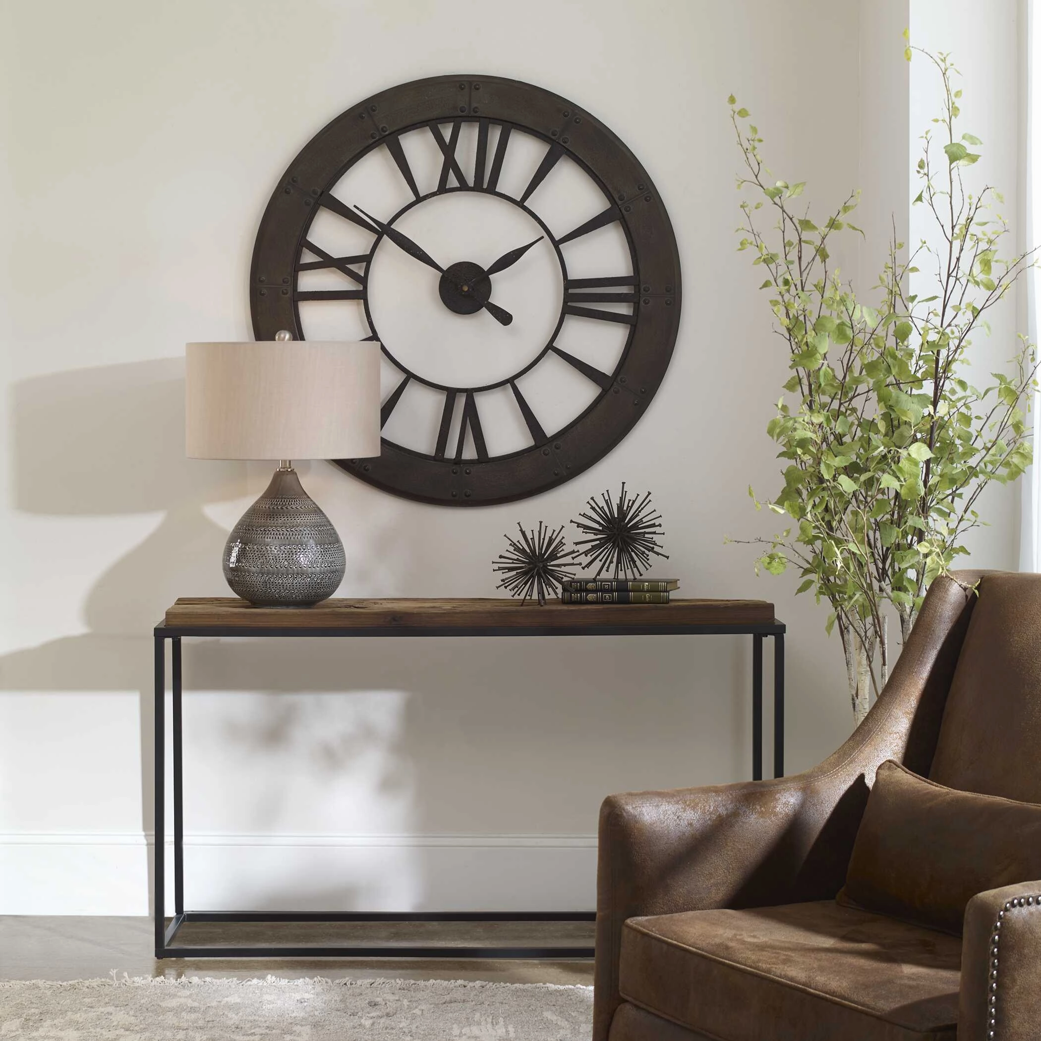 Ronan Wall Clock Dark Rustic Bronze Clocks decor discount