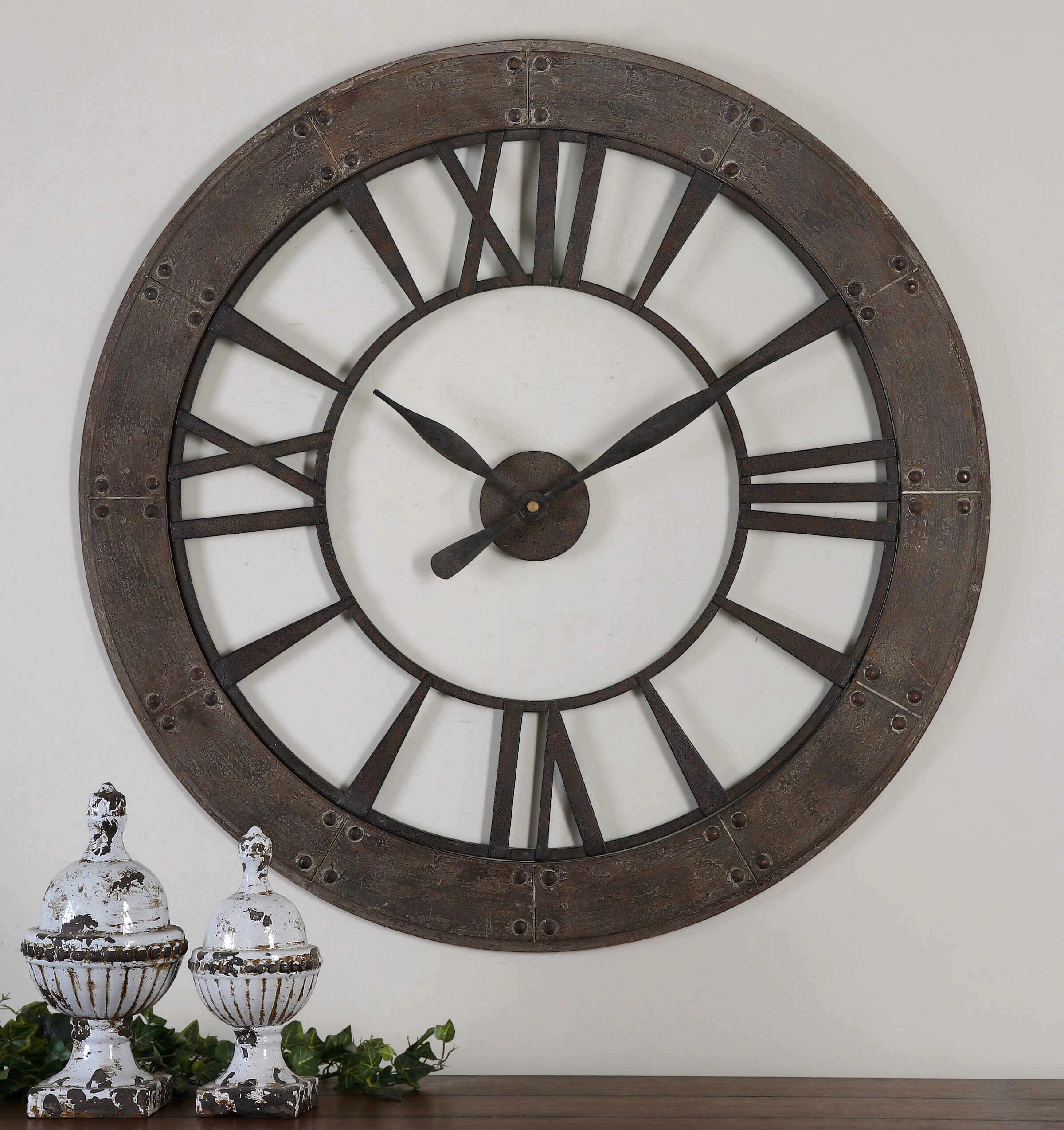 Ronan Wall Clock Dark Rustic Bronze Clocks decor discount
