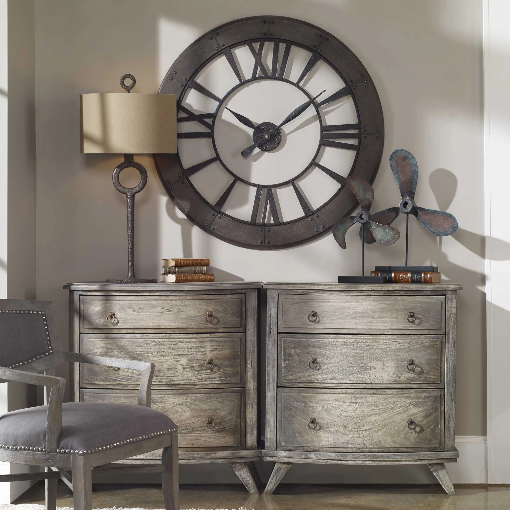 Ronan Wall Clock Dark Rustic Bronze Clocks decor discount