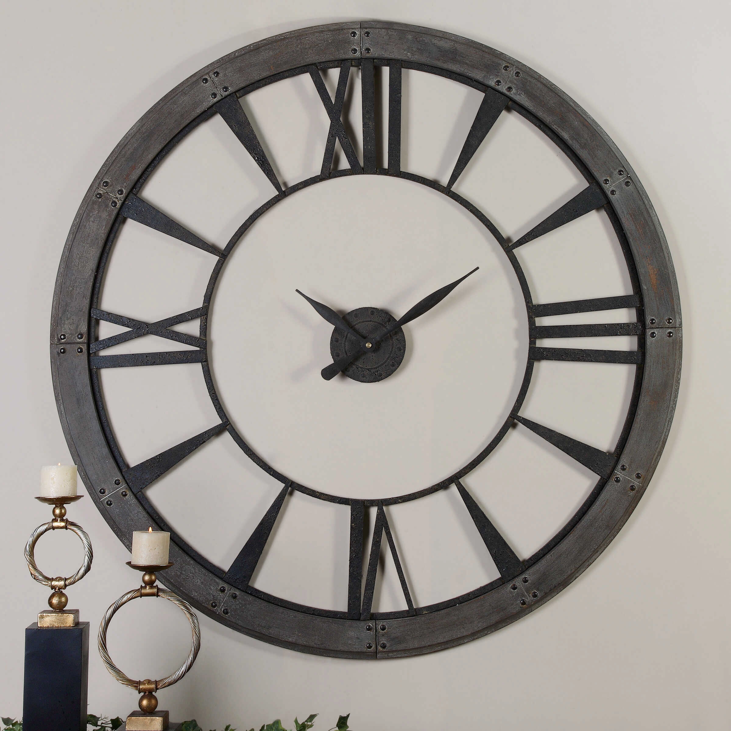 Ronan Wall Clock Dark Rustic Bronze w/Rust Gray Clocks decor discount