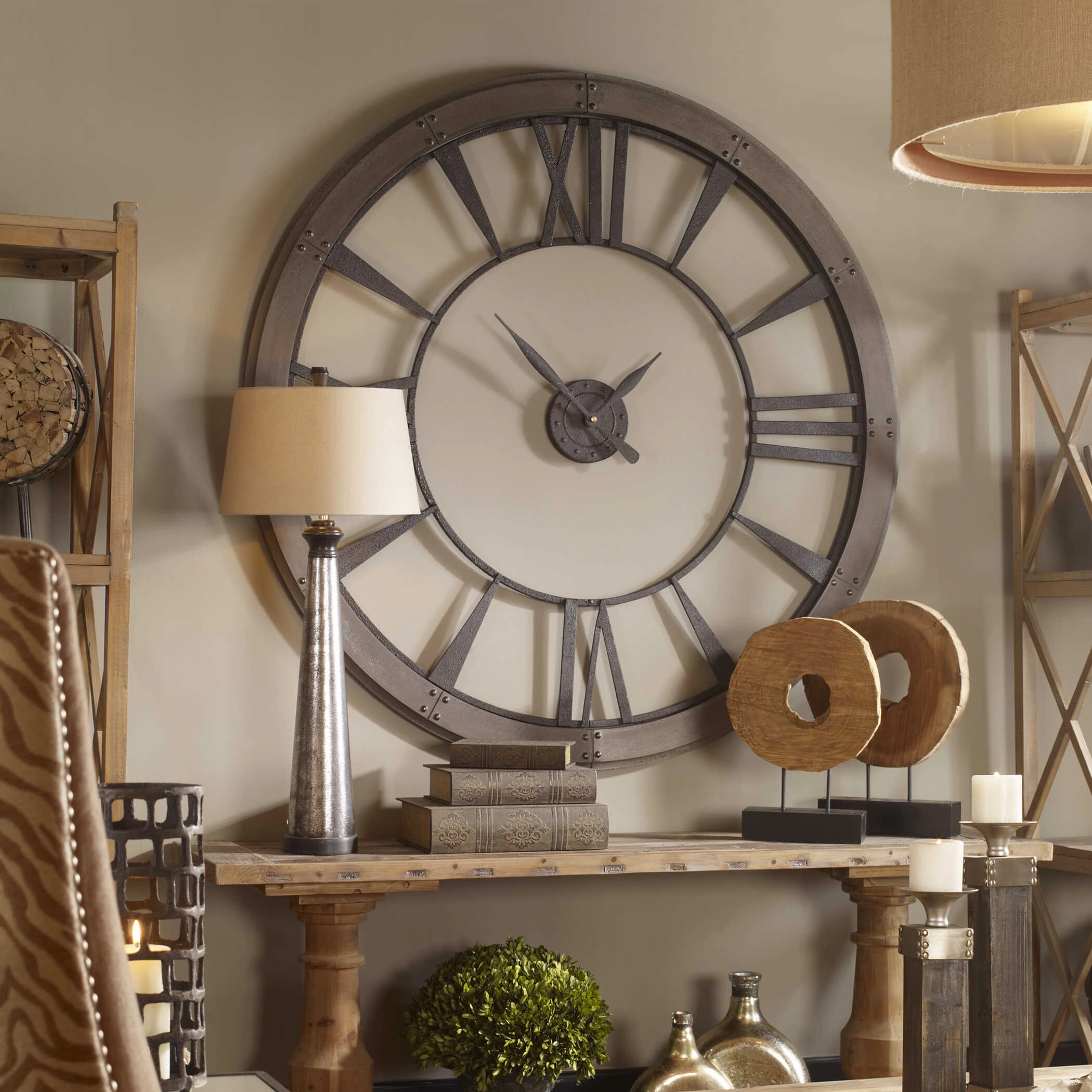 Ronan Wall Clock Dark Rustic Bronze w/Rust Gray Clocks decor discount