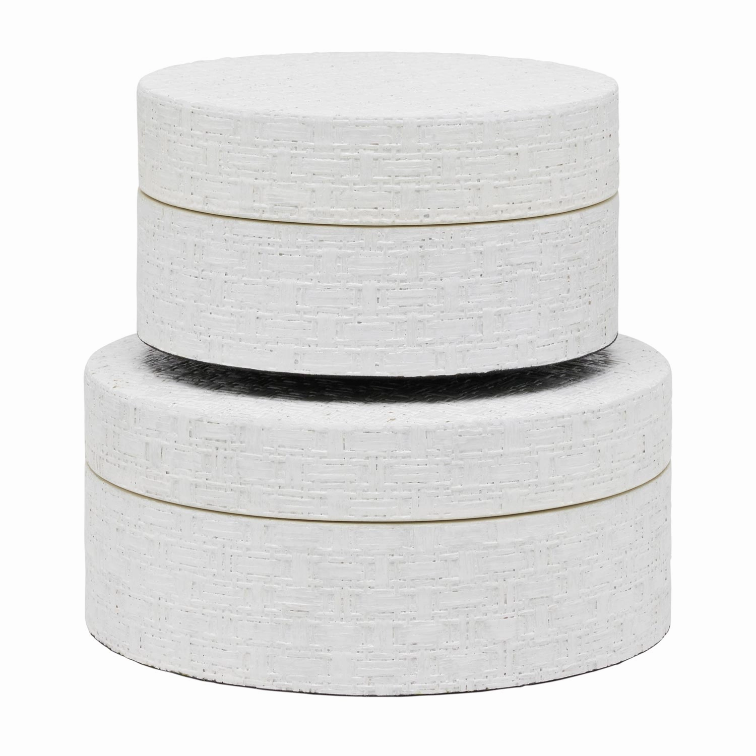 Rosewell Realistic Faux Rattan Canisters Set/2 (Shiny White) Home Decor Office Organization Convenient shopping