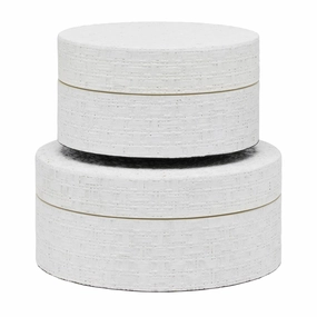 Rosewell Realistic Faux Rattan Canisters Set/2 (Shiny White) Home Decor Office Organization Convenient shopping