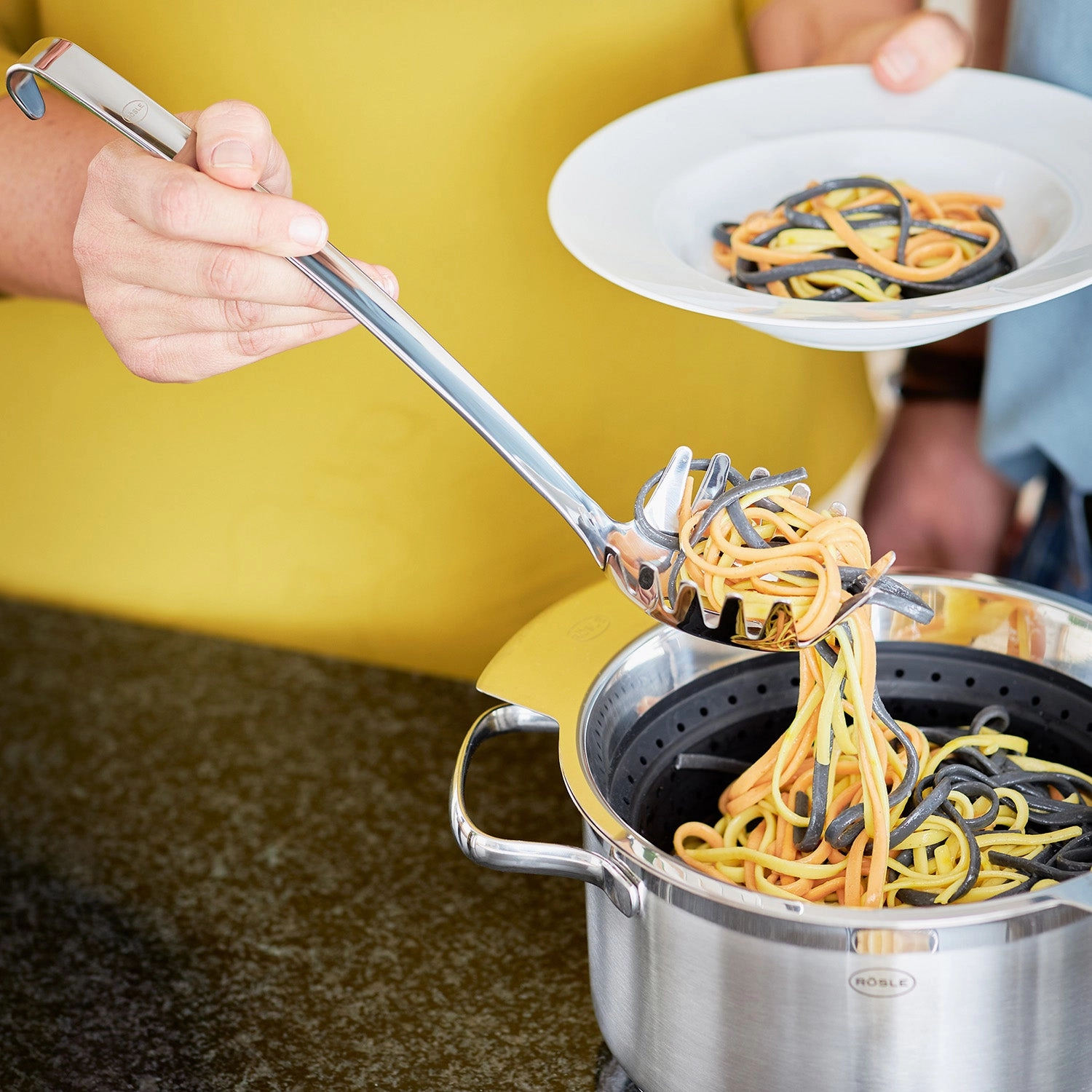 Rosle Stainless Steel Spaghetti Ladle with Hook Handle, 7.8-Inch