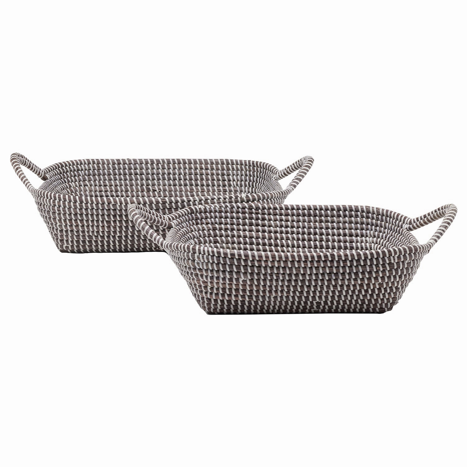 Roslyn Seagrass Storage Baskets (Gray/White) Decorative Baskets clearance deals