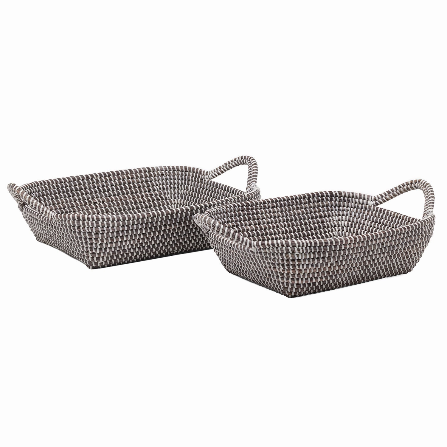Roslyn Seagrass Storage Baskets (Gray/White)