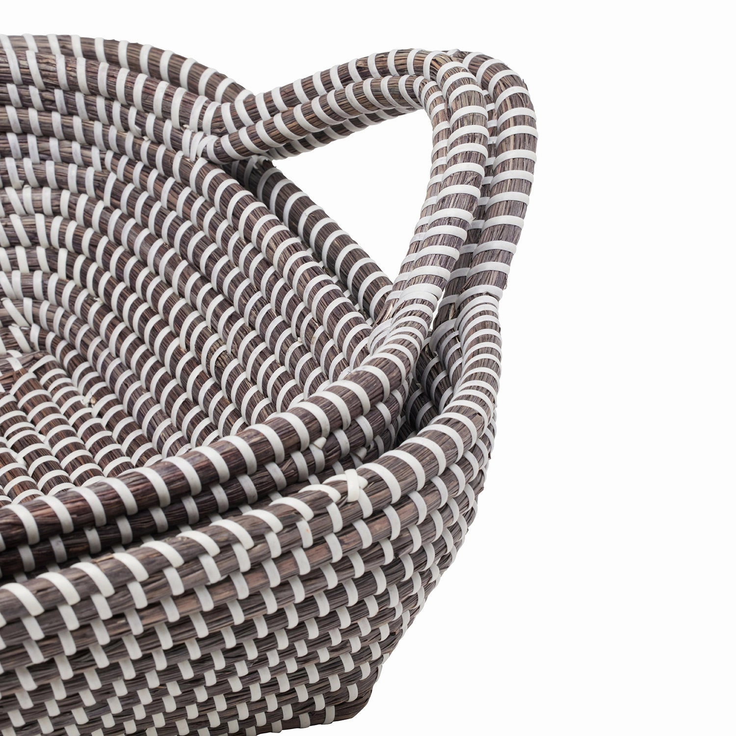 Roslyn Seagrass Storage Baskets (Gray/White)