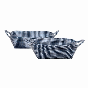 Roslyn Seagrass Storage Baskets (Navy/White) Decorative Baskets clearance deals