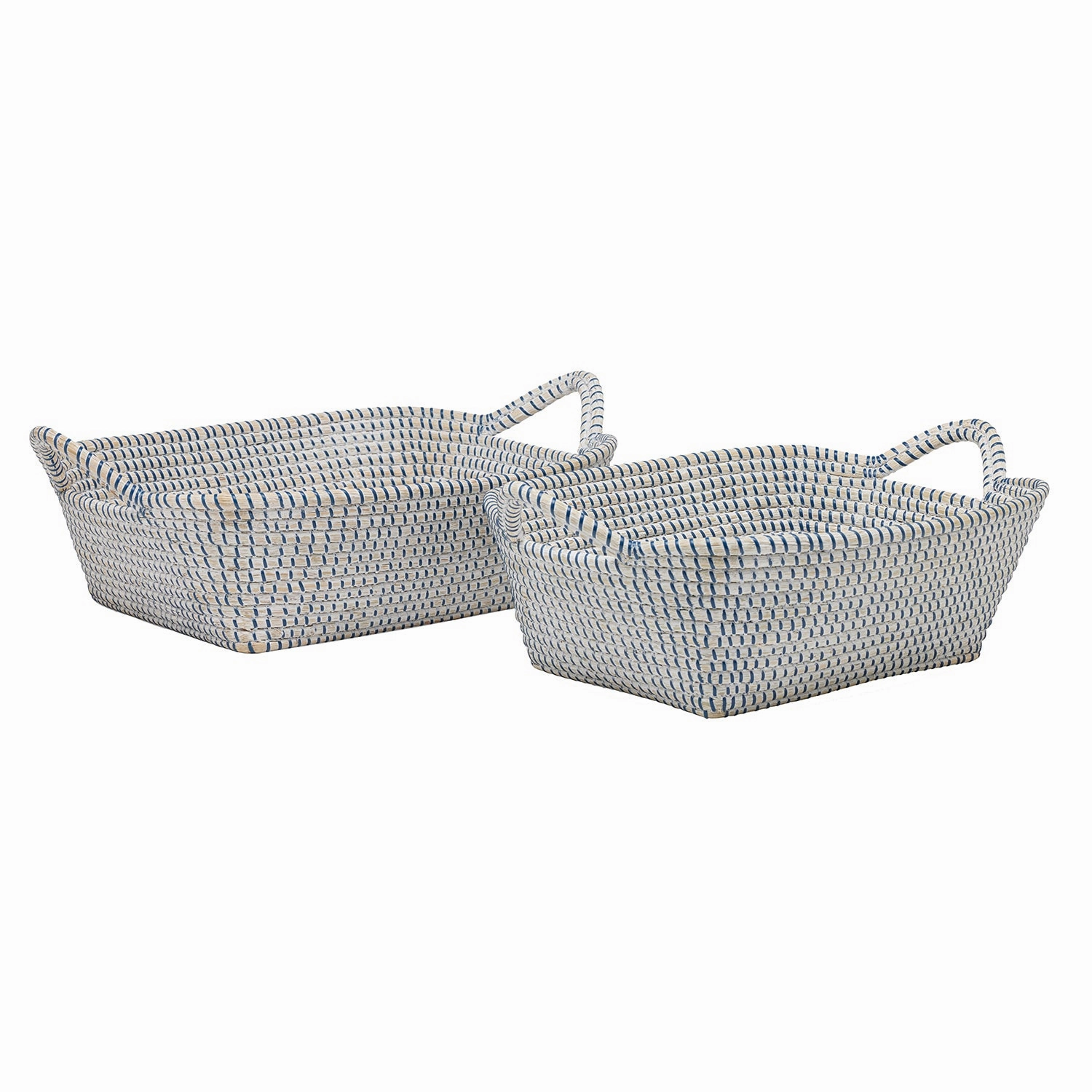 Roslyn Seagrass Storage Baskets (Whitewashed/Navy) Decorative Baskets clearance deals