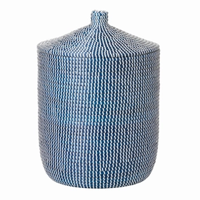 Roslyn Seagrass Tall Basket (Navy/White) Decorative Baskets clearance deals
