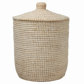 Roslyn Seagrass Tall Basket (Whitewashed) Decorative Baskets clearance deals