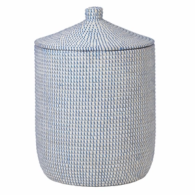 Roslyn Seagrass Tall Basket (Whitewashed/Navy) Decorative Baskets clearance deals