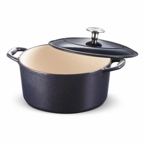 Round 5.5 Quart Dark Blue Enameled Oven Safe Cast Iron Dutch Oven with Lid Cookware hot cookware outlet