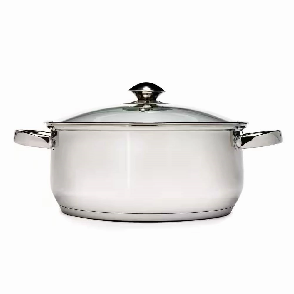 Round 5-Quart Stainless Steel Dutch Oven with Glass Lid