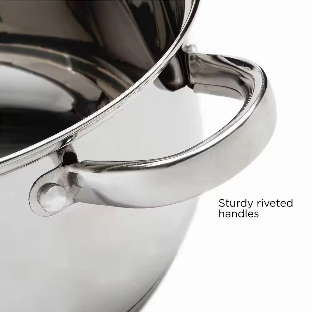 Round 5-Quart Stainless Steel Dutch Oven with Glass Lid