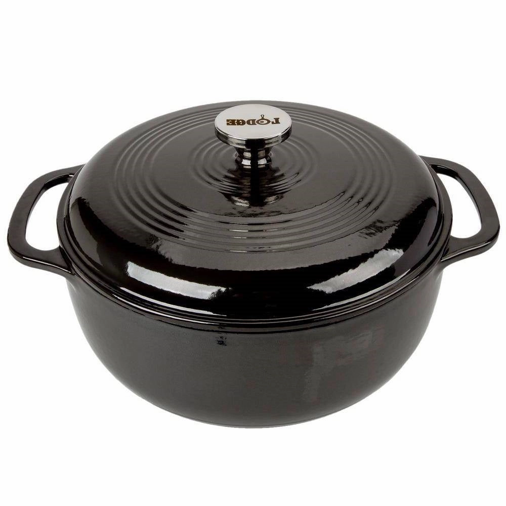 Round 6-Quart Black Enamel Cast Iron Dutch Oven with Lid Cookware hot cookware outlet