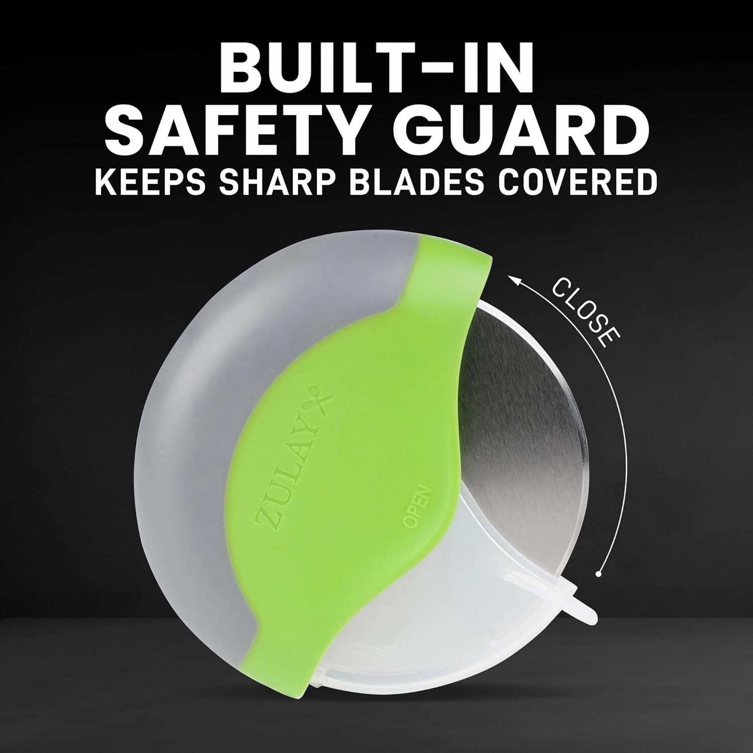 Round Pizza Cutter With Cover & Slip Resistant Handle