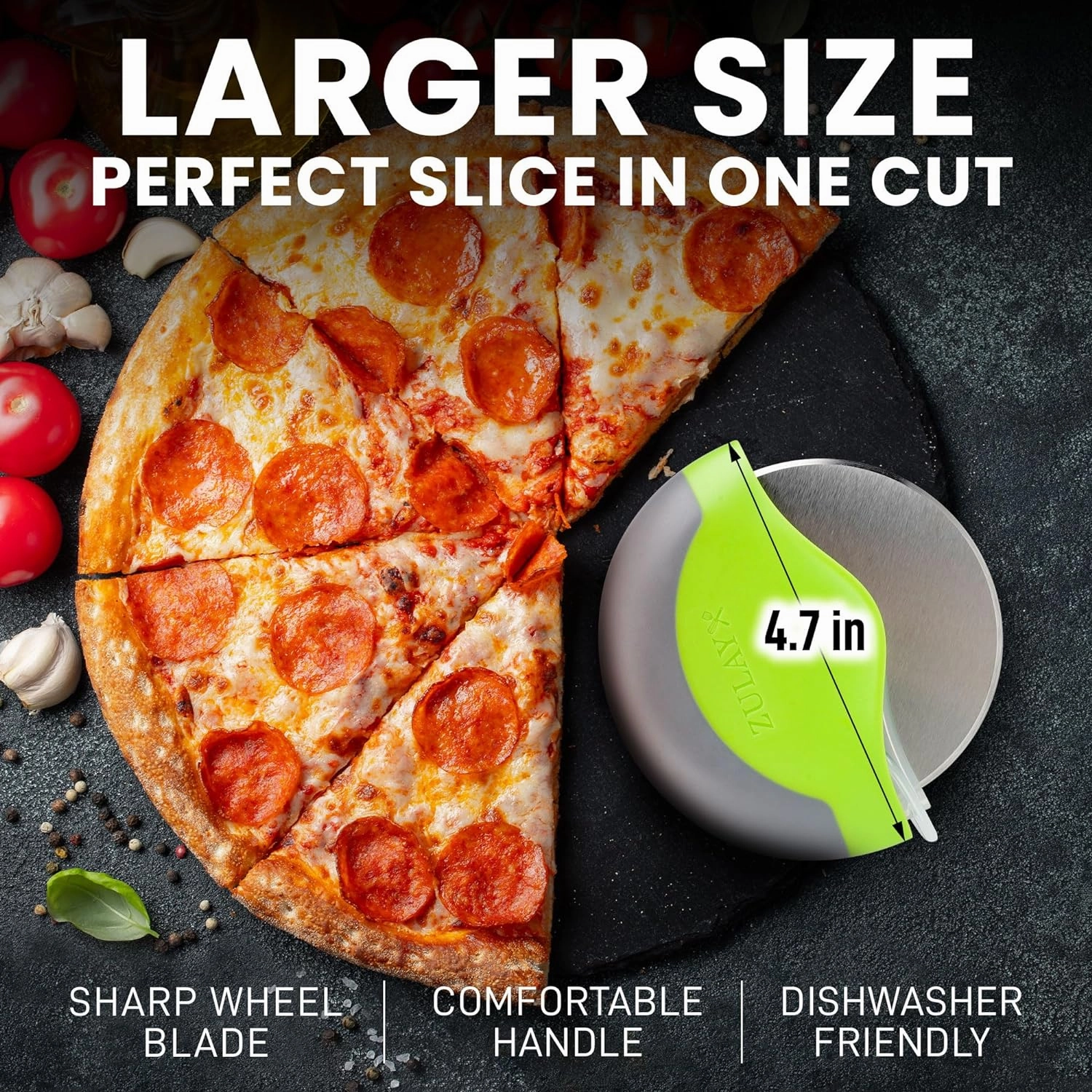 Round Pizza Cutter With Cover & Slip Resistant Handle