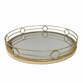 Round Tray with Gold Circle Side Frame Barware sale online