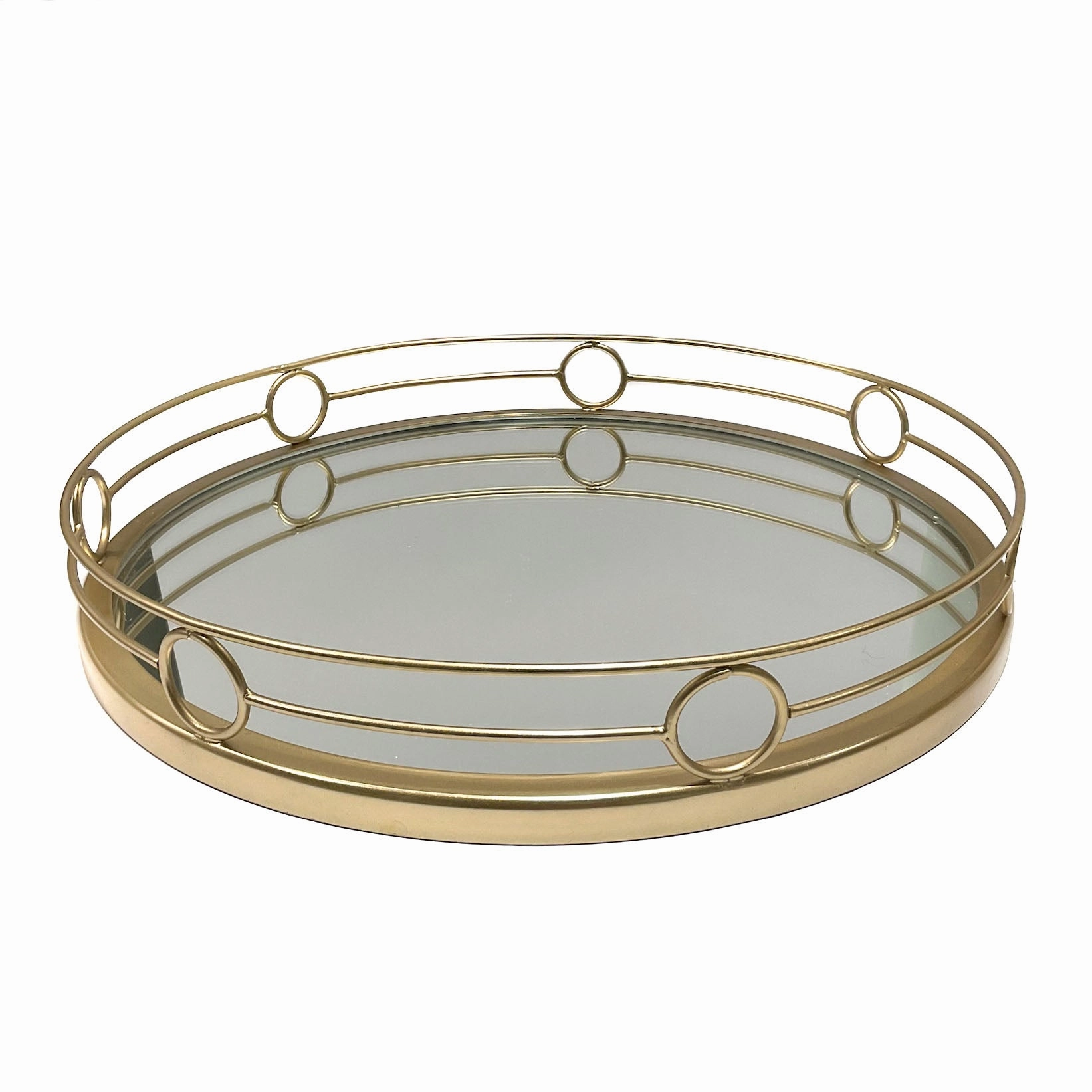 Round Tray with Gold Circle Side Frame Barware sale online