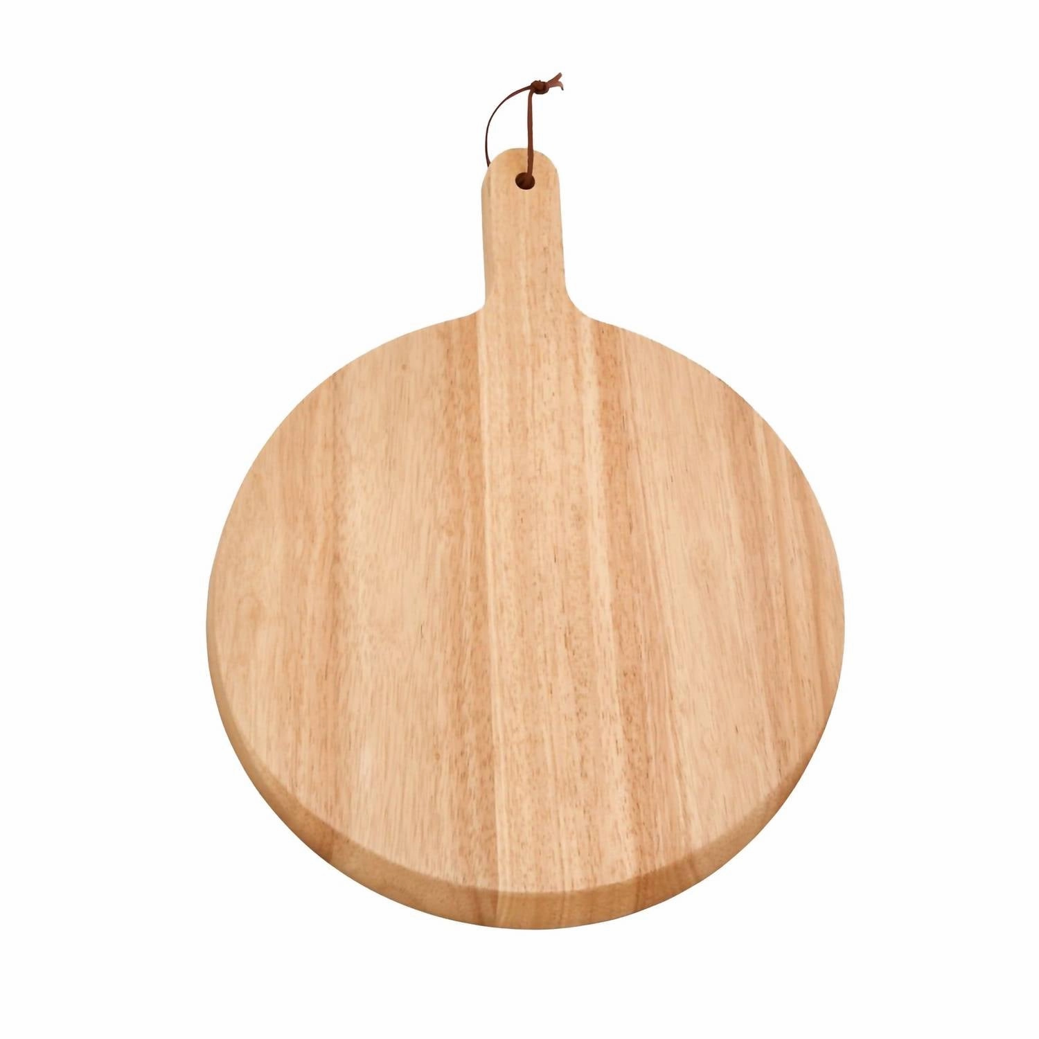 Rubberwood Pizza Board With Handle In Natural