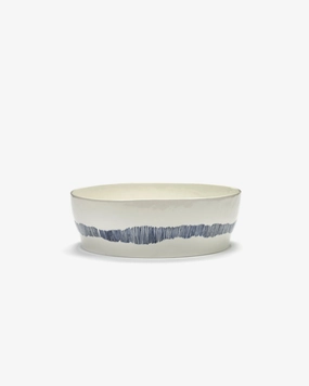 Salad bowl white - blue stripes Feast Dinnerware tableware outlet