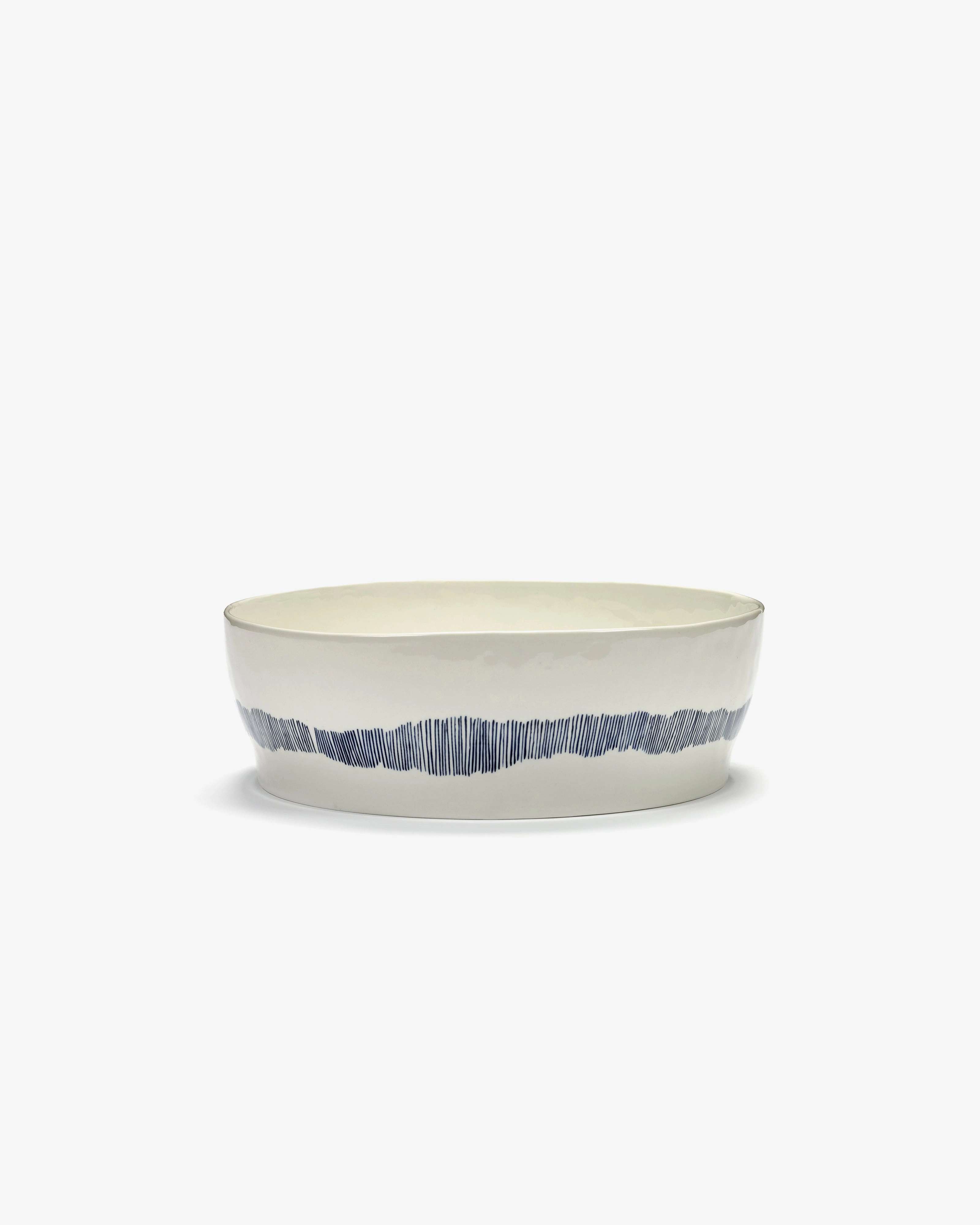 Salad bowl white - blue stripes Feast Dinnerware tableware outlet