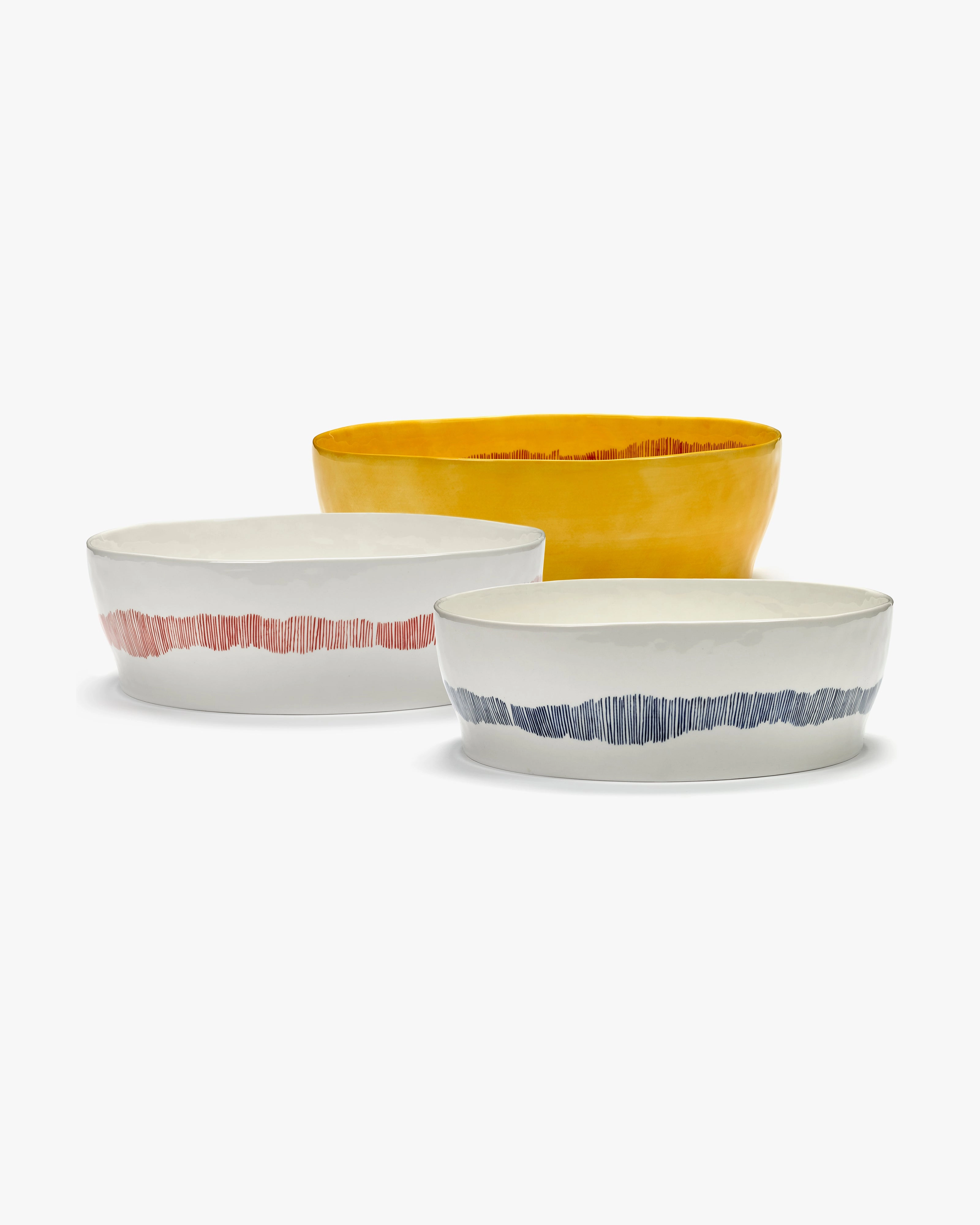 Salad bowl white swirl - red stripes Feast