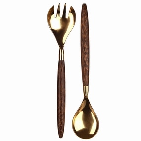 Salad Server Set Coconut Brass Head Serveware clearance shop
