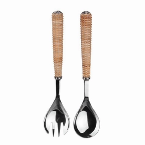 Salad Server Set with Reed Woven Handle Serveware clearance shop