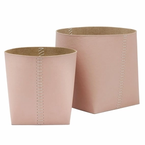 Salo Full-Grain Leather Baskets (Set/2) (Dusty Rose) Decorative Baskets clearance deals