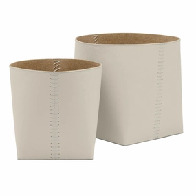 Salo Full-Grain Leather Baskets (Set/2) (Light Gray) Decorative Baskets clearance deals