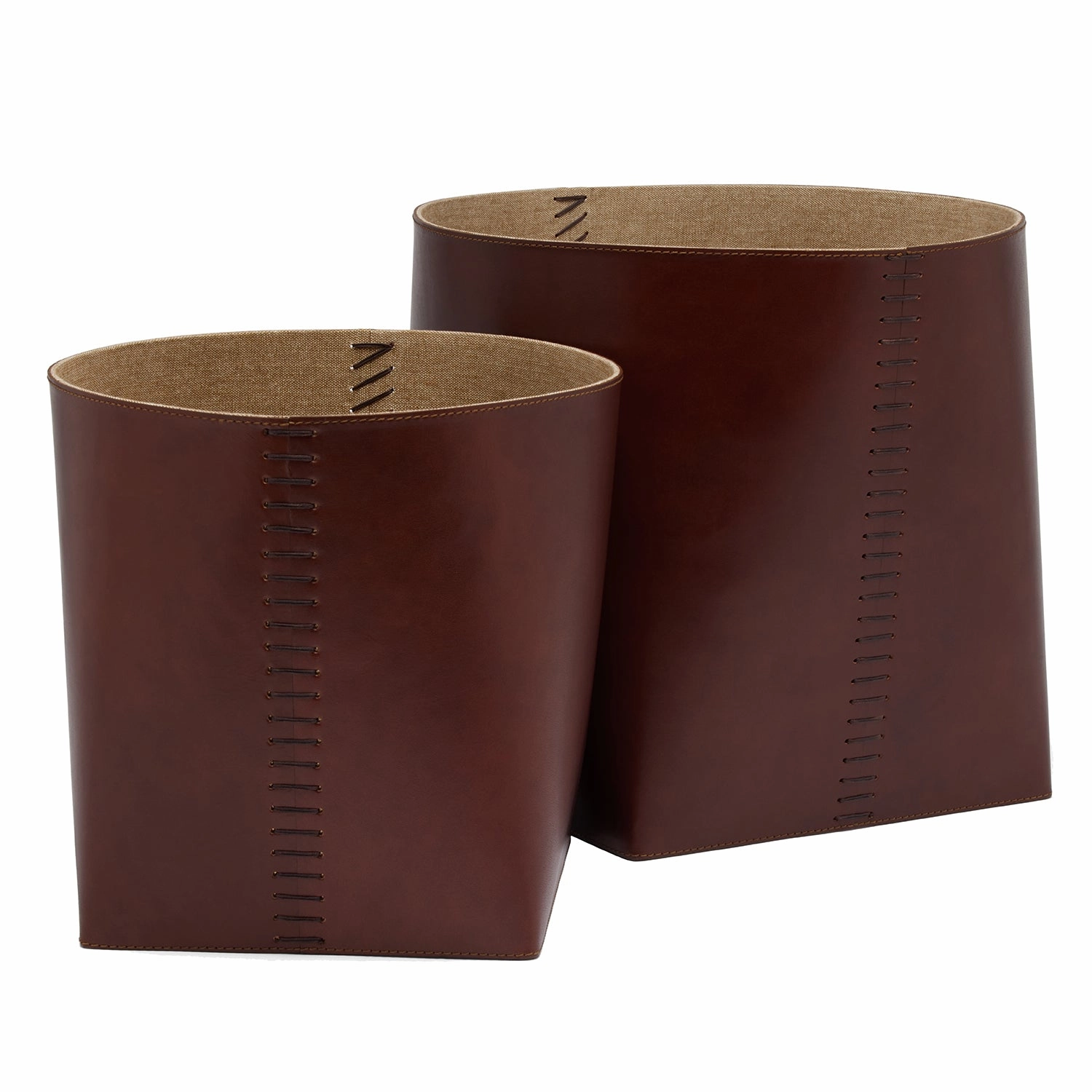 Salo Full-Grain Leather Baskets (Set/2) (Tobacco) Decorative Baskets clearance deals