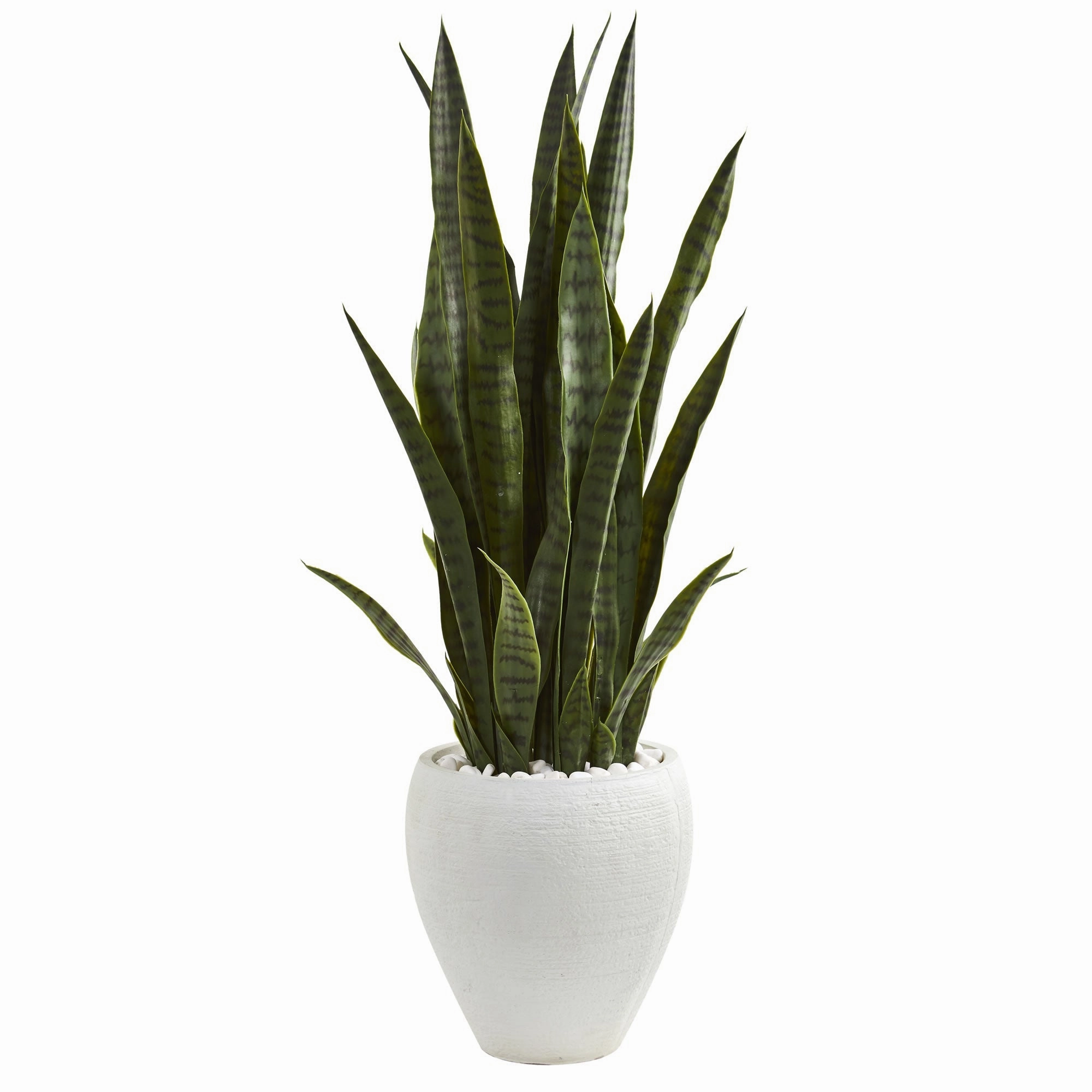 Sansevieria Artificial Plant in White Planter 3.5' Faux Florals home florals discount