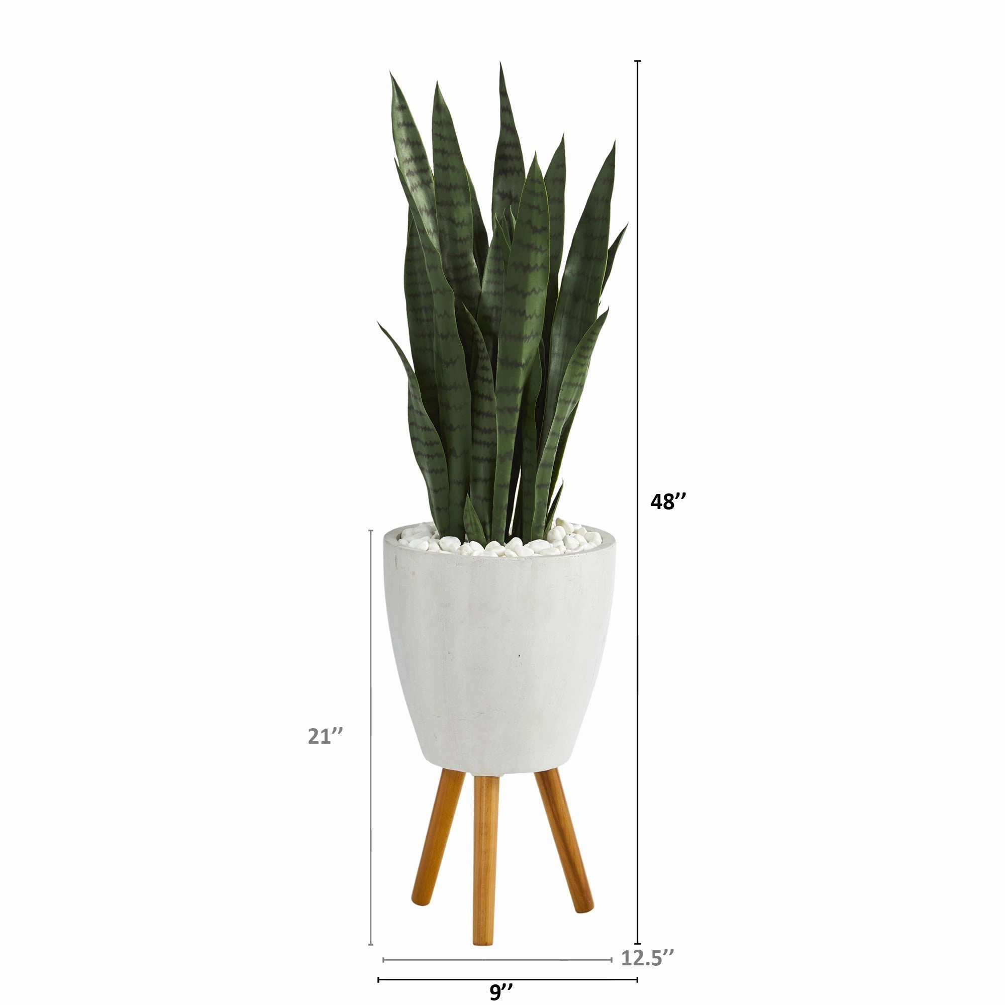 Sansevieria Artificial Plant in White Planter with Stand 4'