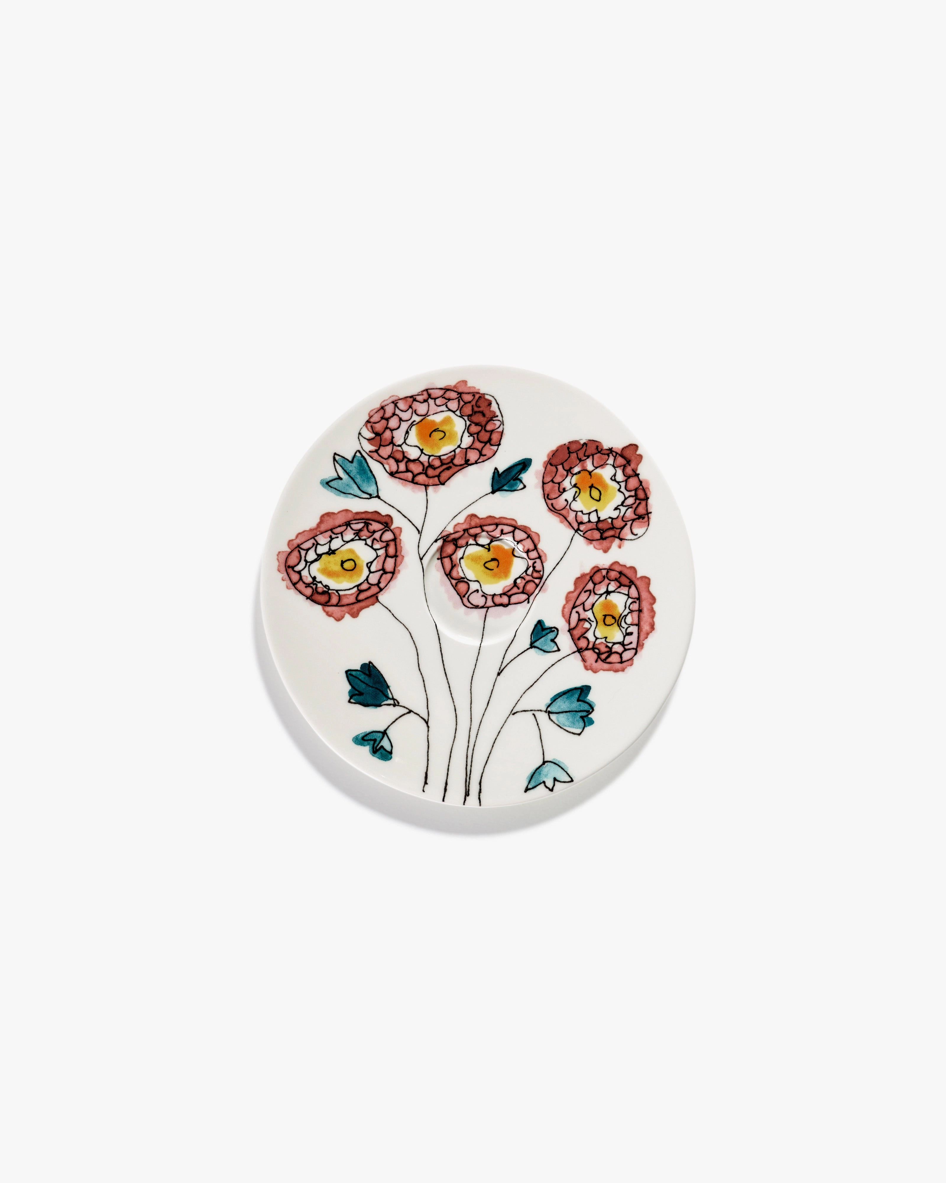 Saucer coffee cup high Anemone milk Midnight Flowers