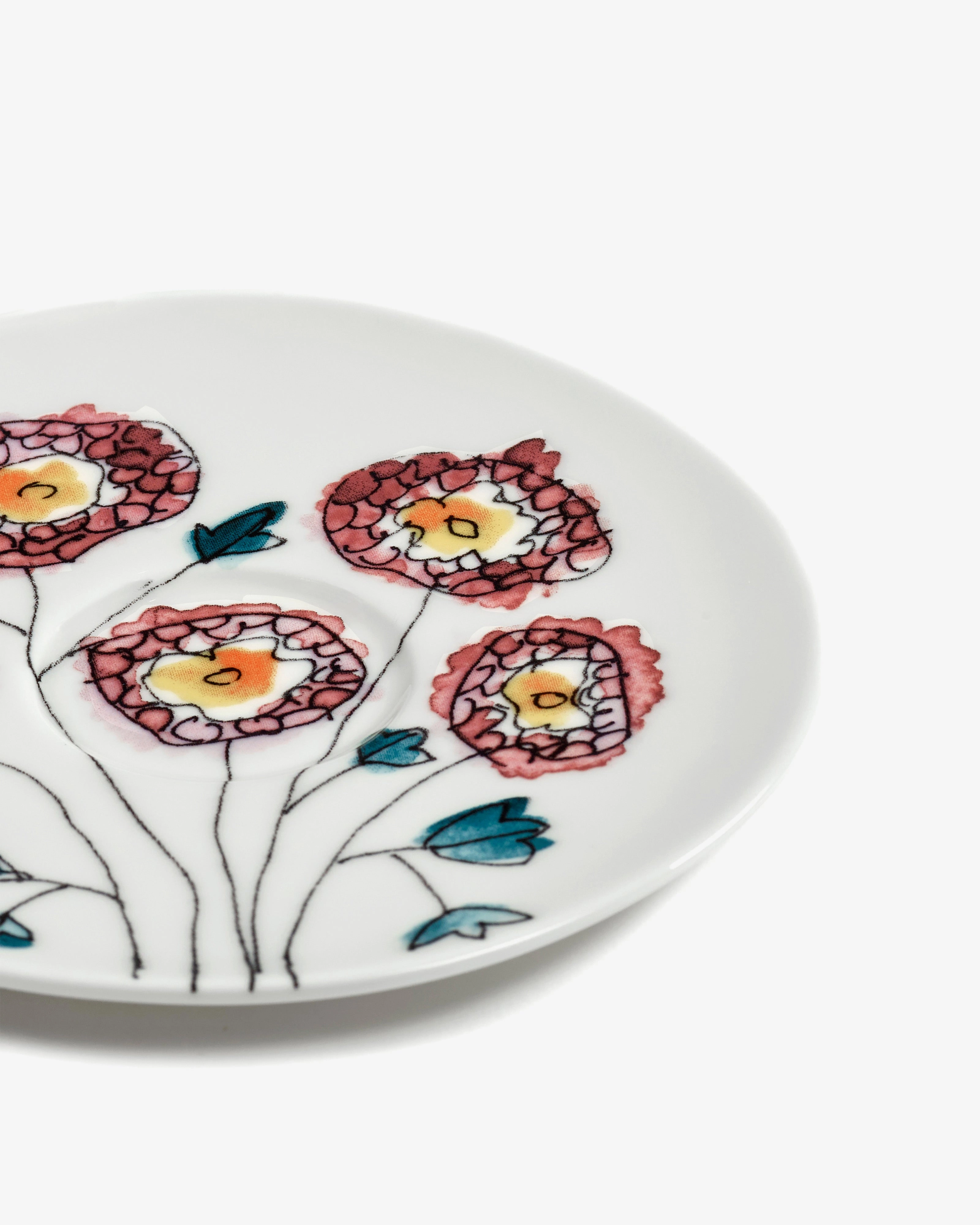 Saucer coffee cup low Anemone milk Midnight Flowers