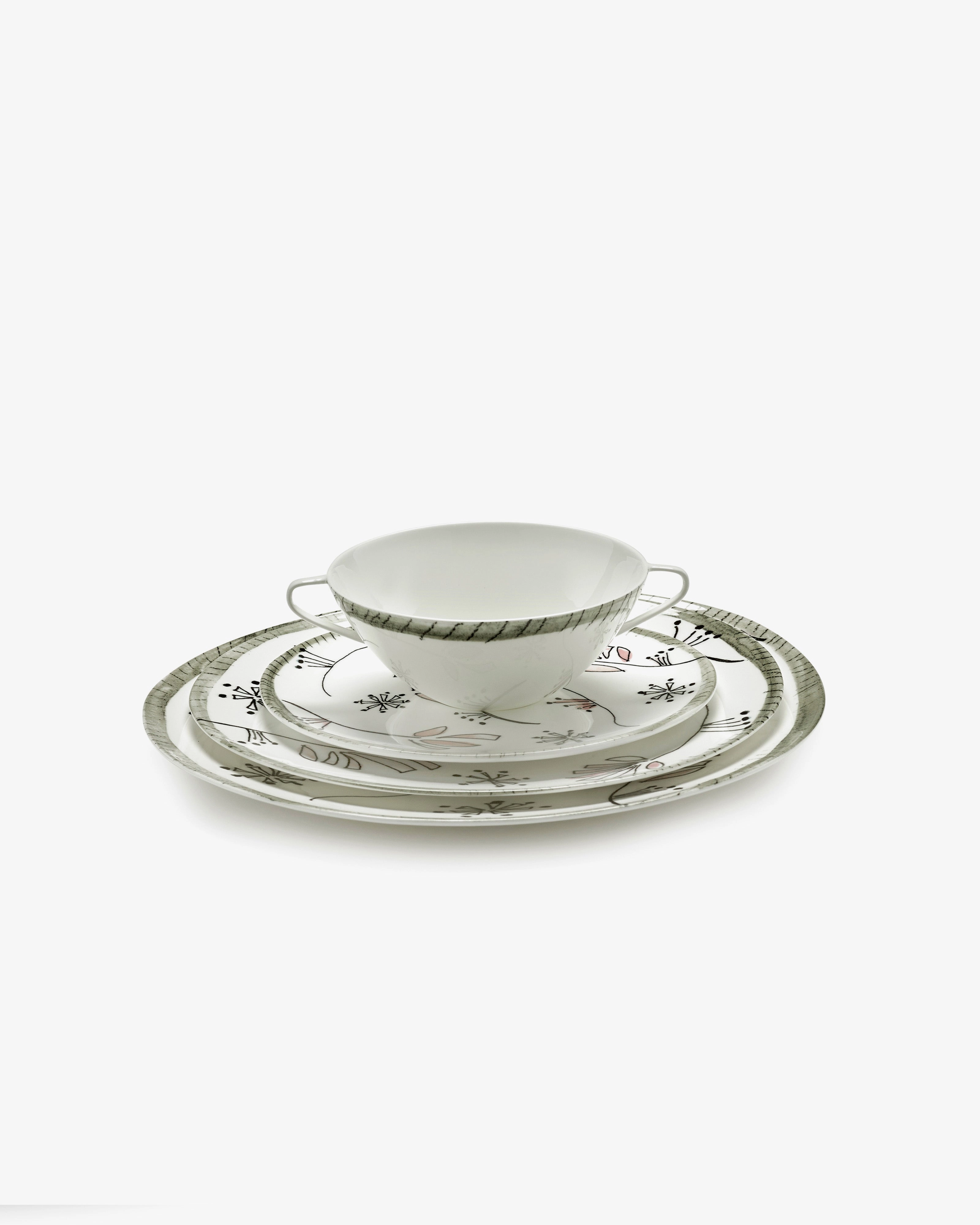 Saucer soup bowl Fiore rosa Midnight Flowers