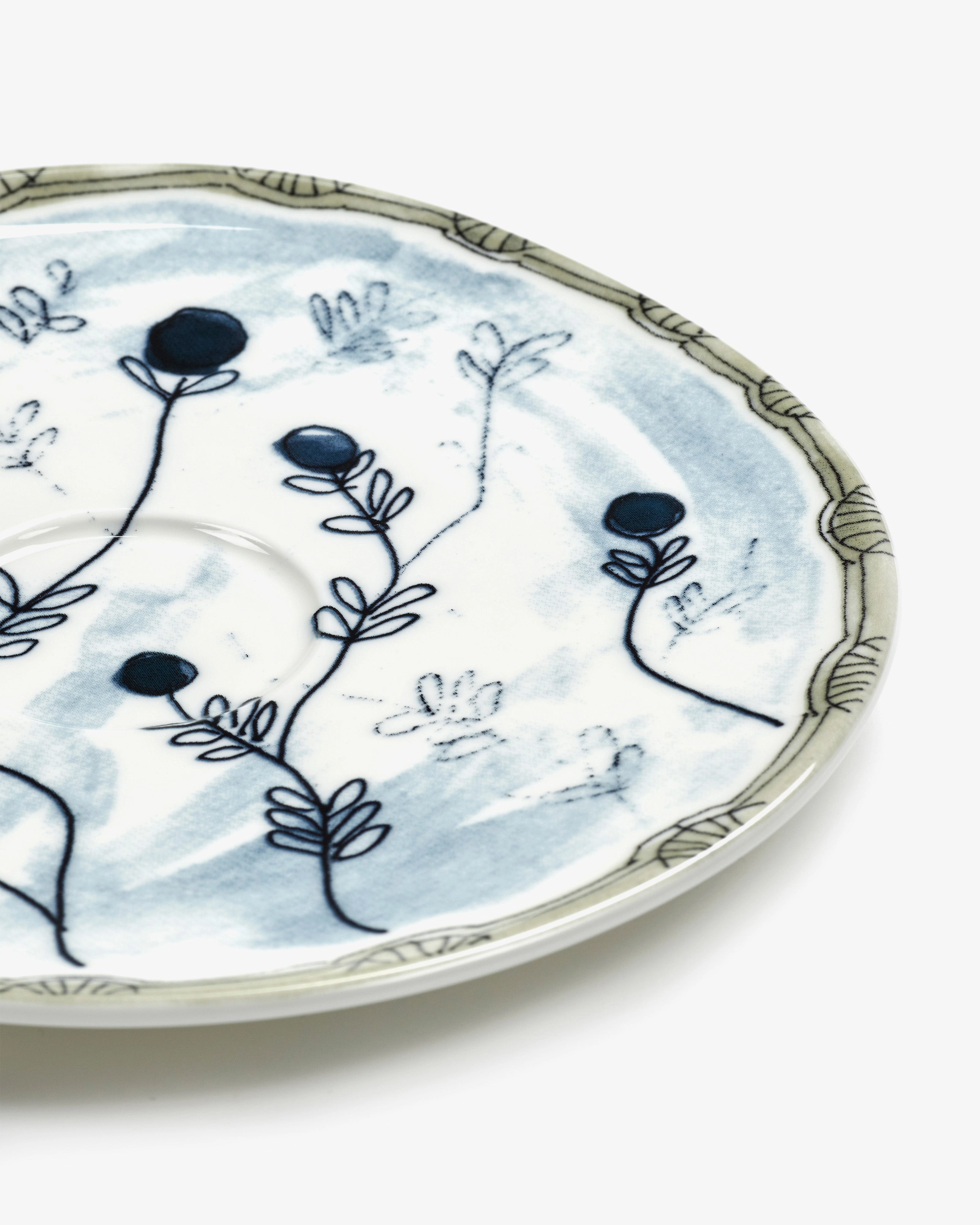 Saucer soup bowl Mirtillo tea Midnight Flowers