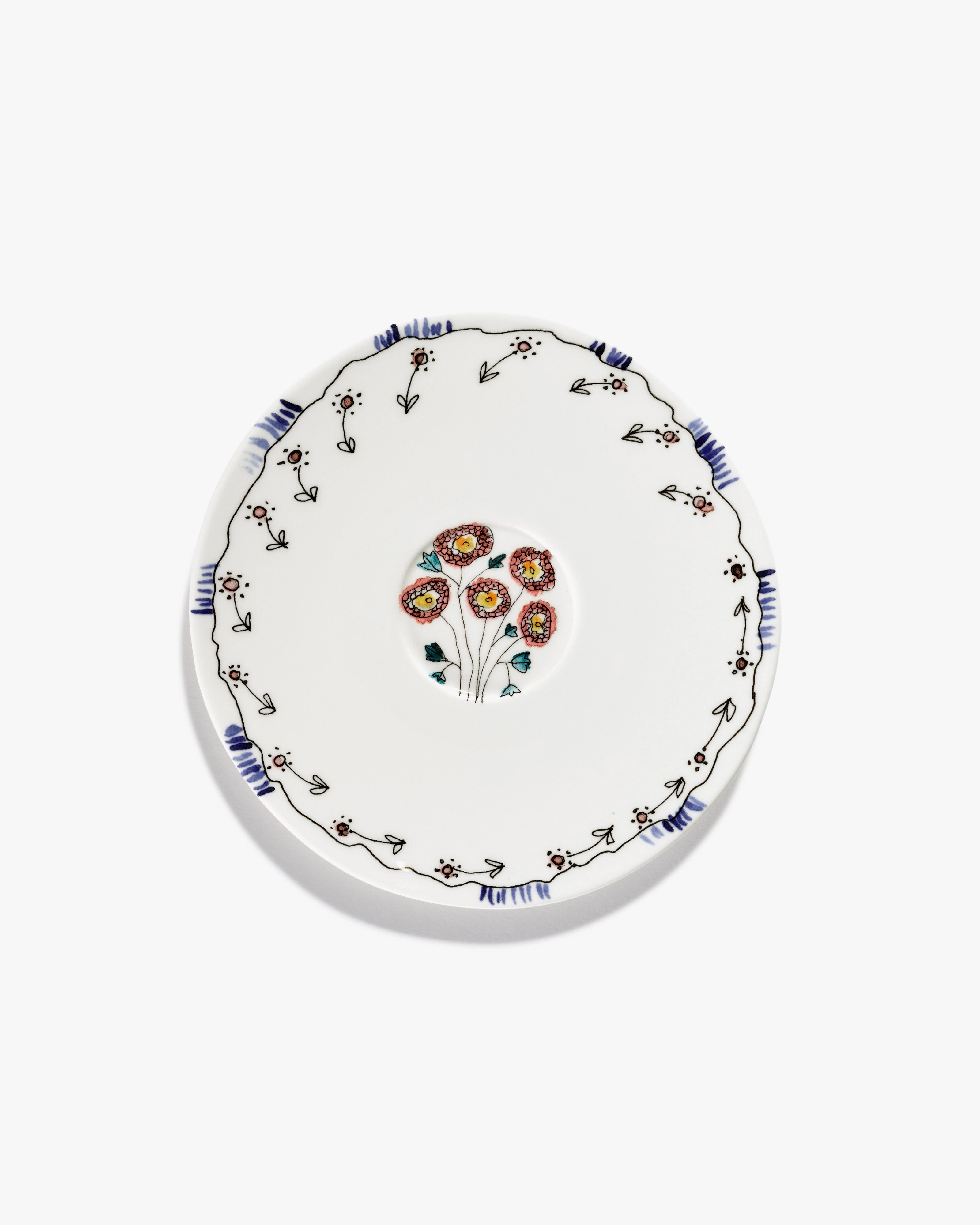 Saucer tea cup Anemone milk Midnight Flowers
