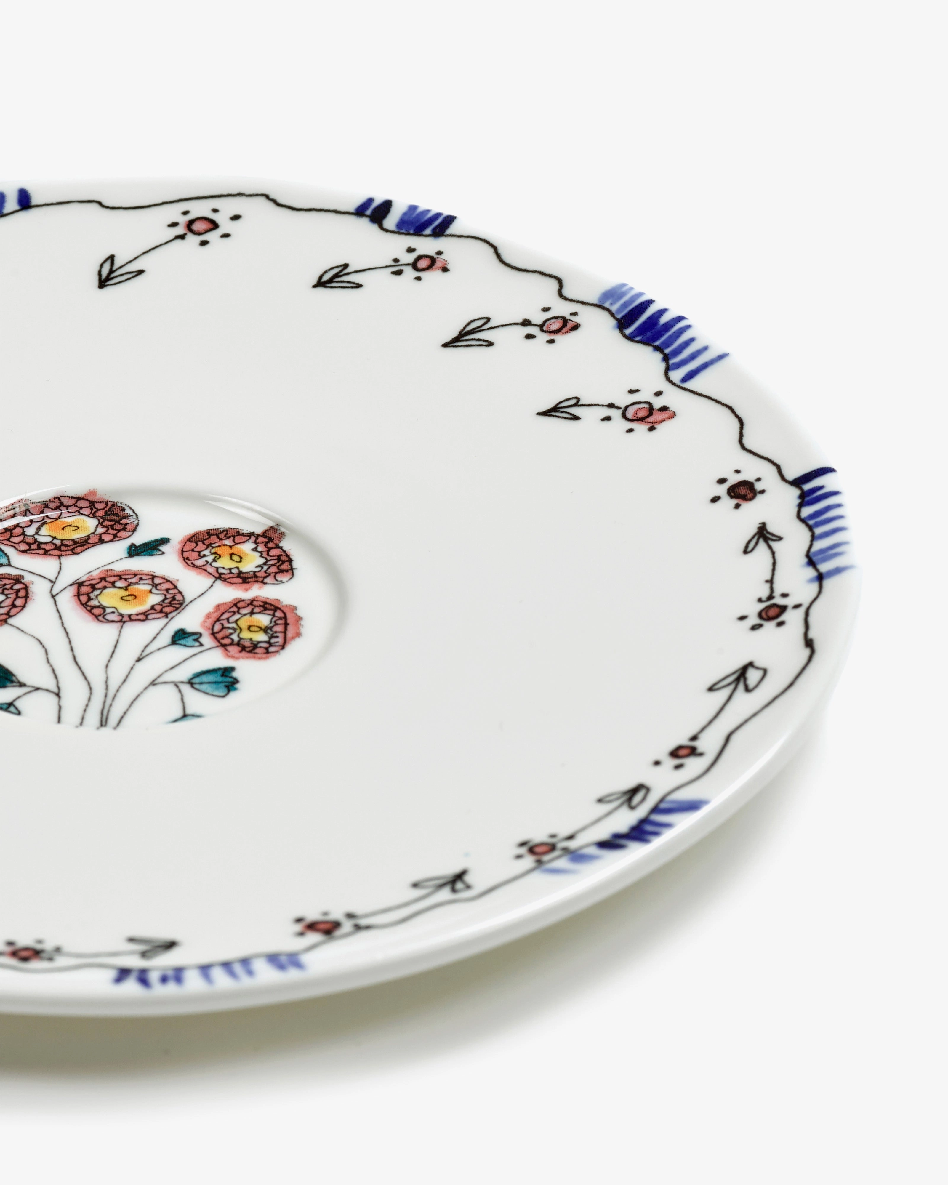 Saucer tea cup Anemone milk Midnight Flowers