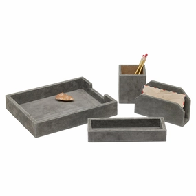 Segovia Suede Leather Desk Accessory Set (Dark Gray) Home Decor Office Organization Convenient shopping