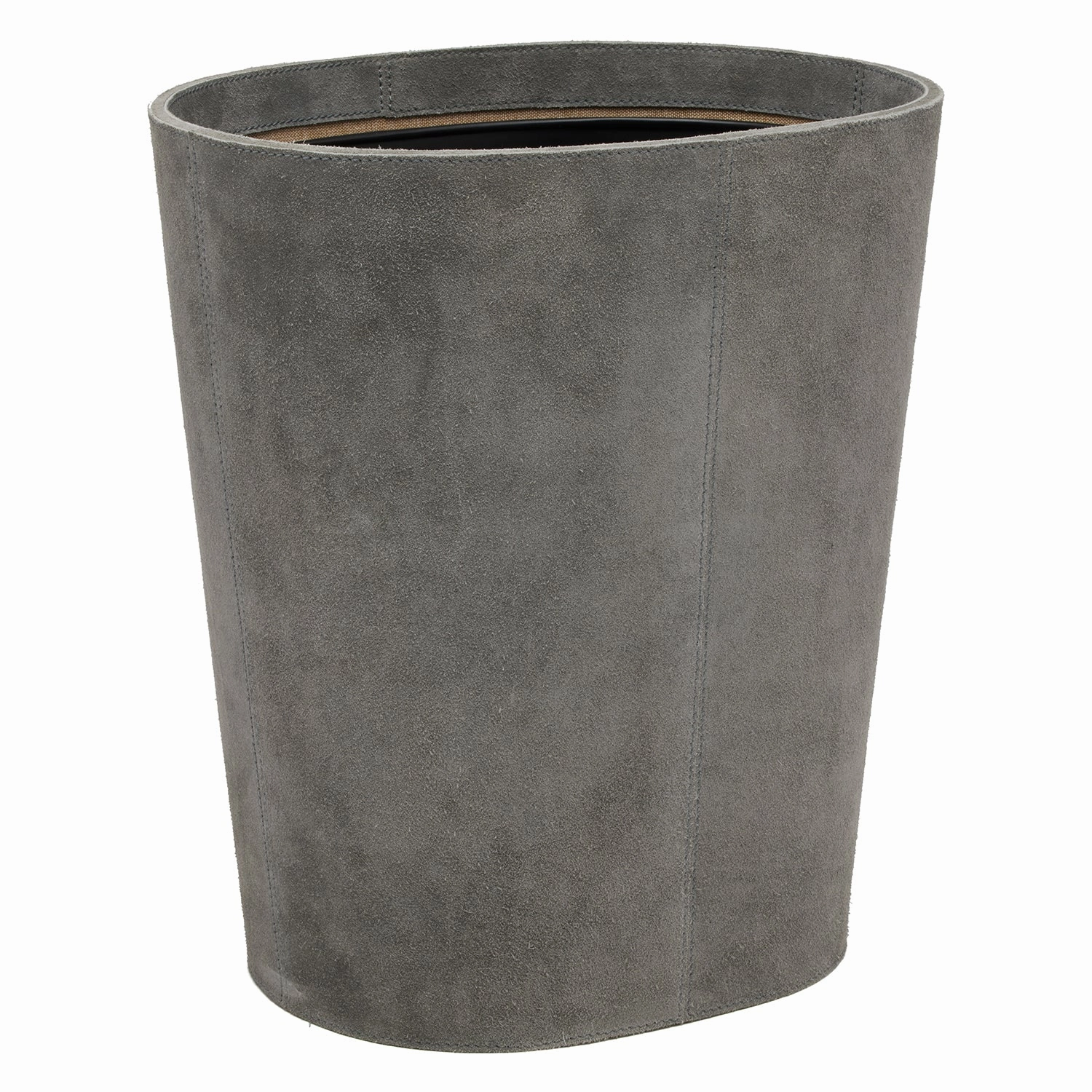 Segovia Suede Leather Oval Wastebasket (Dark Gray)